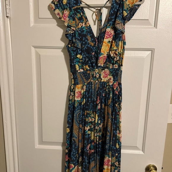 O'Neill Floral Maxi Dress in Blue and Yellow - Picture 3 of 4